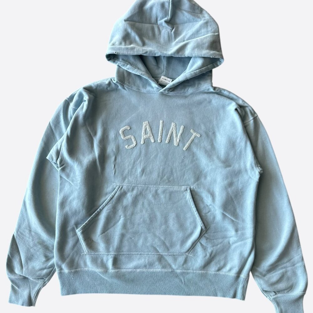 Saint Michael Light Blue & White Logo Hoodie